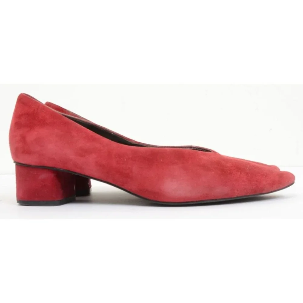 Vaneli Red Suede Leather Fabric Low Heel‎ Career Pumps Slip On Shoes Size 8B
